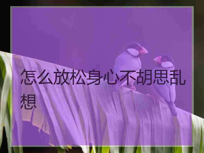 怎么放松身心不胡思乱想