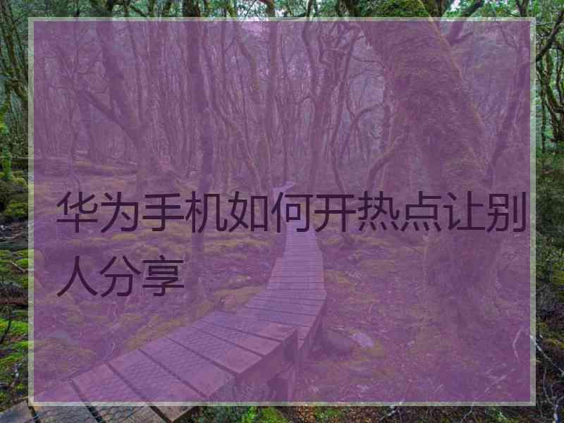 华为手机如何开热点让别人分享