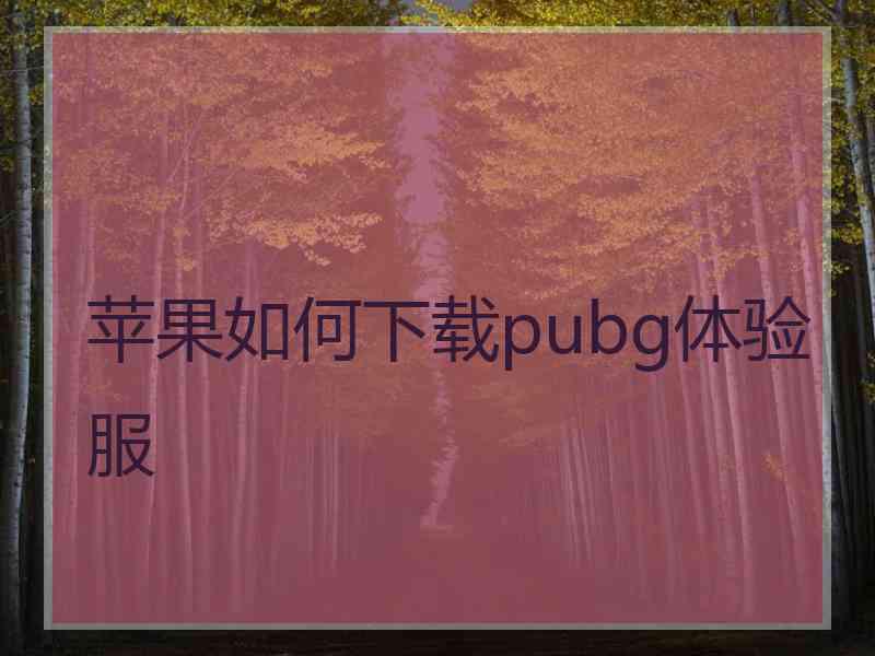 苹果如何下载pubg体验服