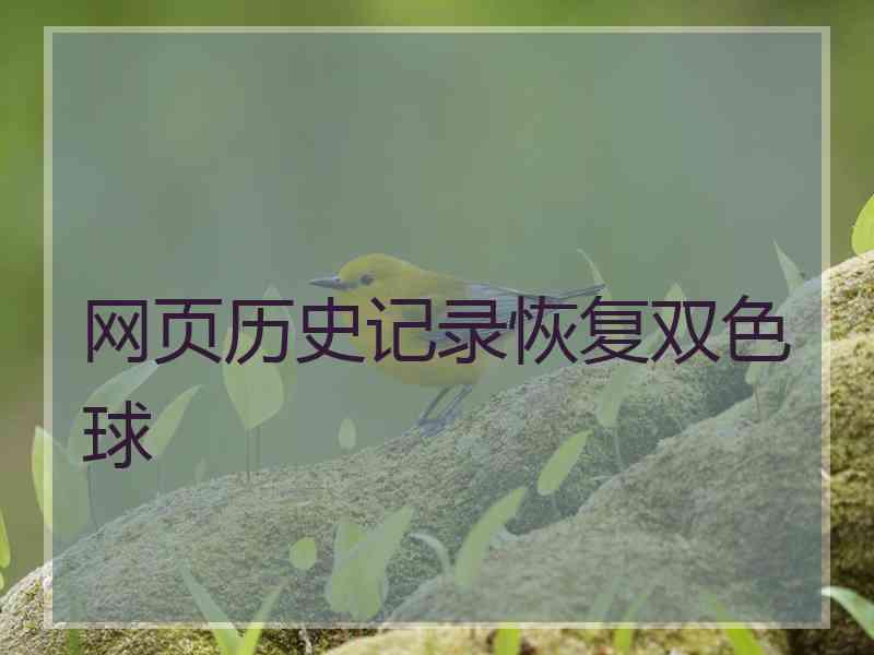 网页历史记录恢复双色球
