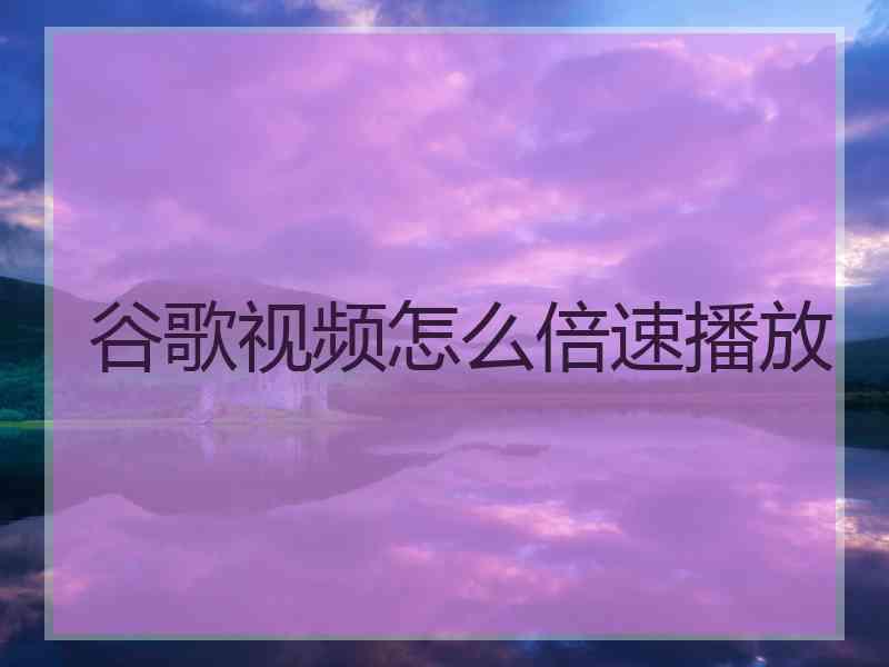 谷歌视频怎么倍速播放
