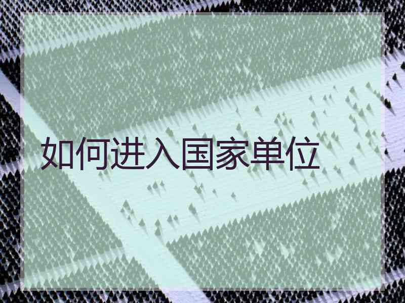 如何进入国家单位