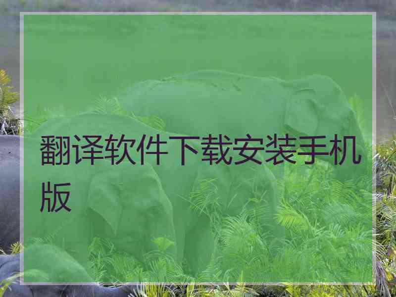 翻译软件下载安装手机版