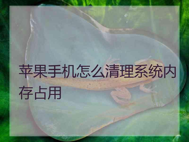 苹果手机怎么清理系统内存占用