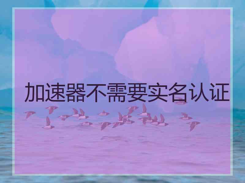 加速器不需要实名认证
