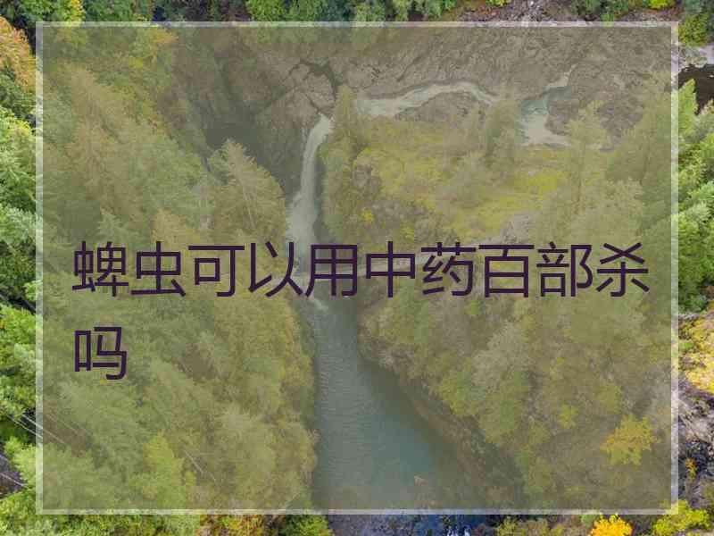 蜱虫可以用中药百部杀吗