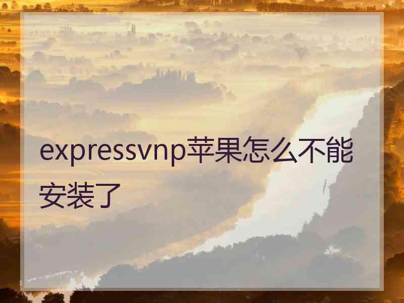 expressvnp苹果怎么不能安装了