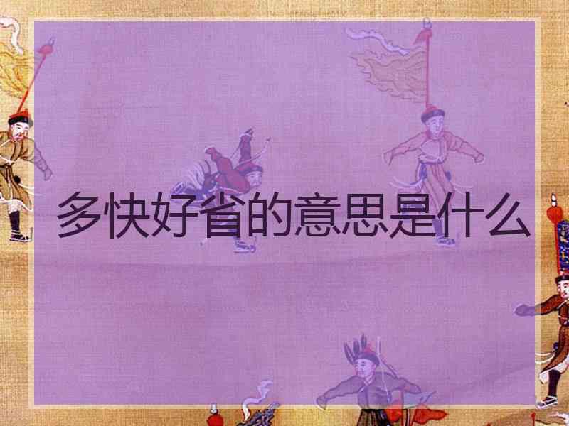 多快好省的意思是什么