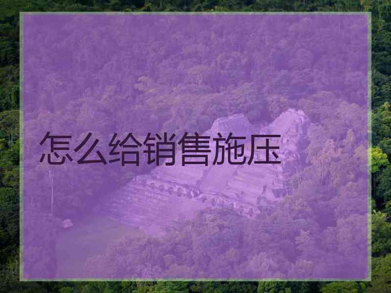 怎么给销售施压