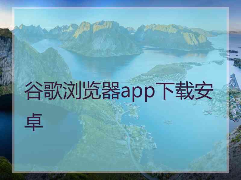 谷歌浏览器app下载安卓