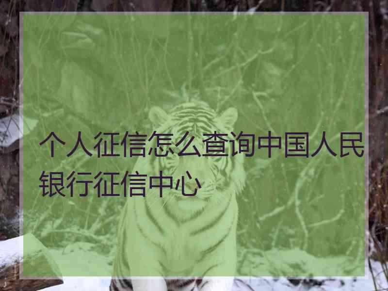 个人征信怎么查询中国人民银行征信中心