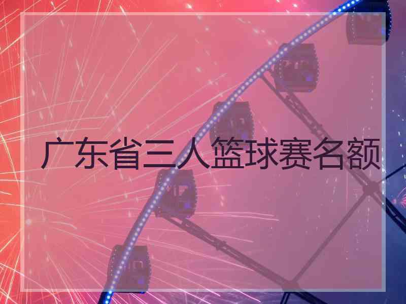 广东省三人篮球赛名额