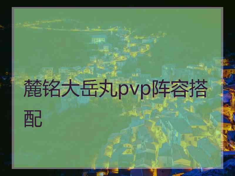 麓铭大岳丸pvp阵容搭配
