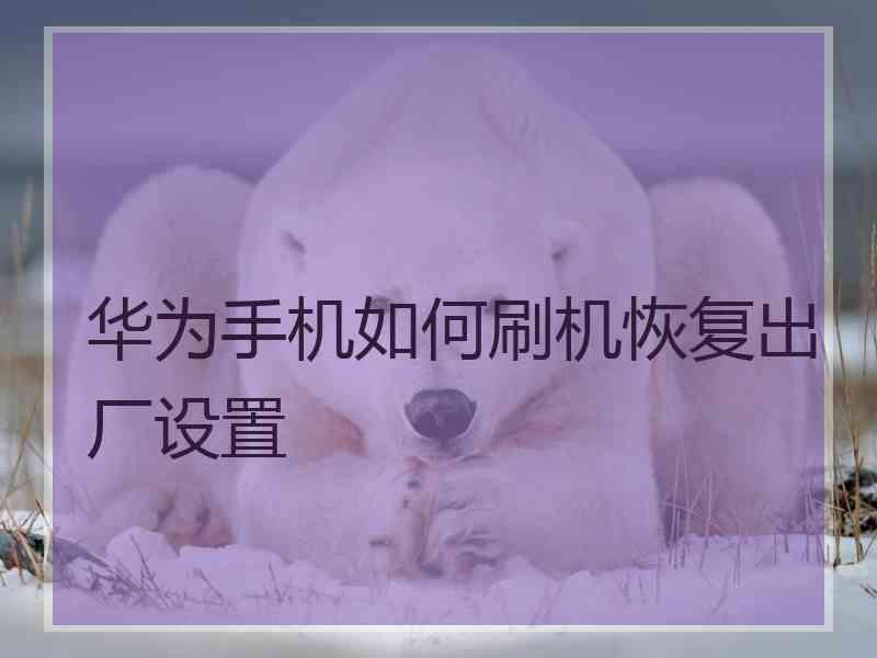 华为手机如何刷机恢复出厂设置