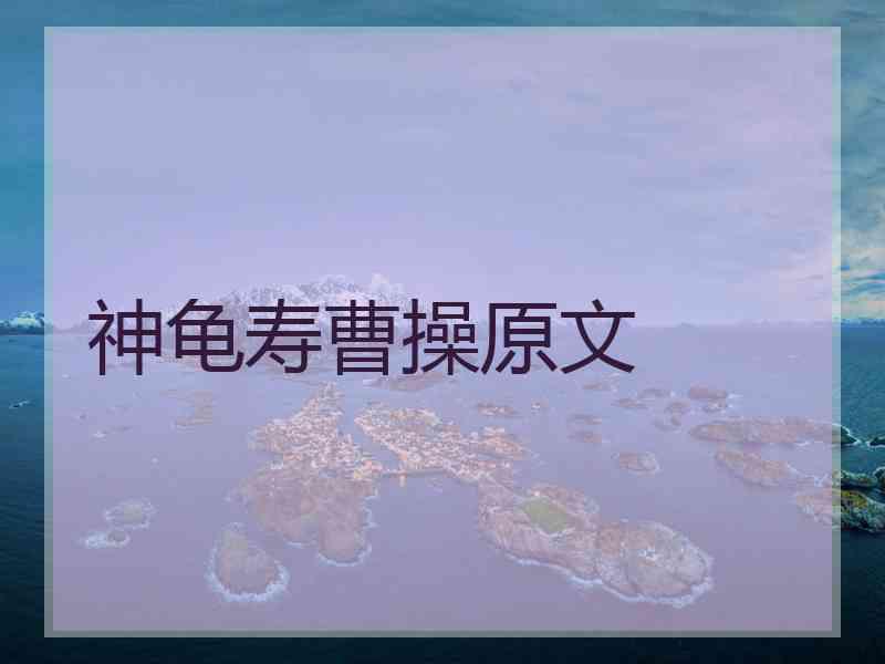 神龟寿曹操原文