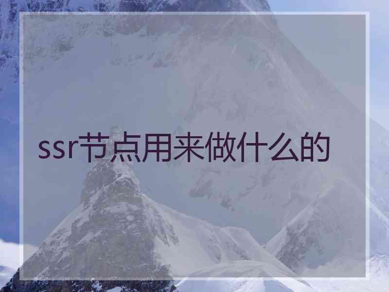 ssr节点用来做什么的