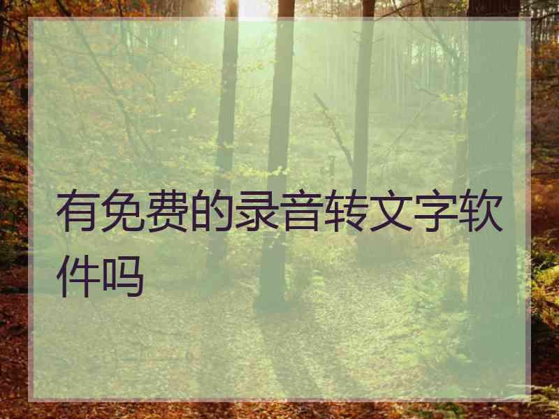 有免费的录音转文字软件吗