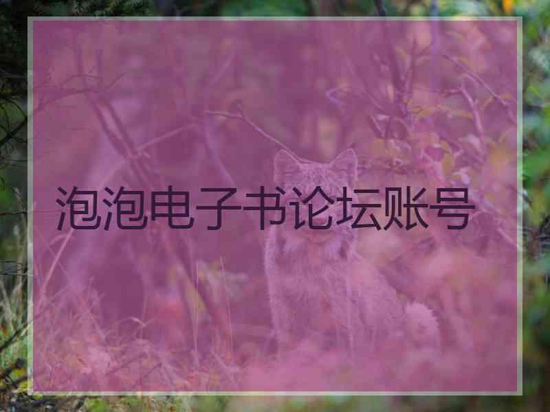 泡泡电子书论坛账号