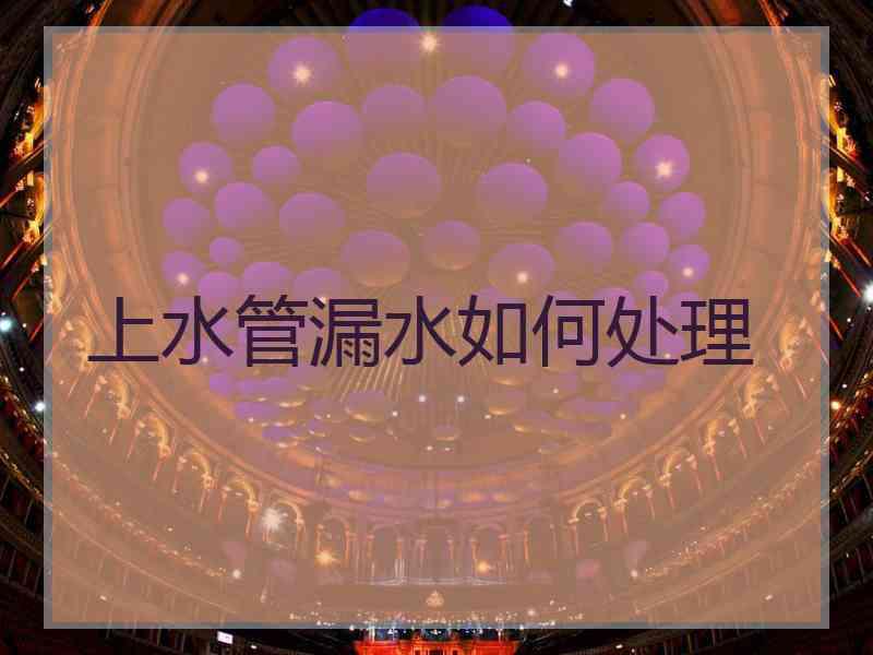 上水管漏水如何处理