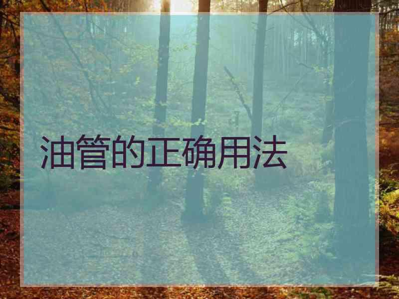 油管的正确用法