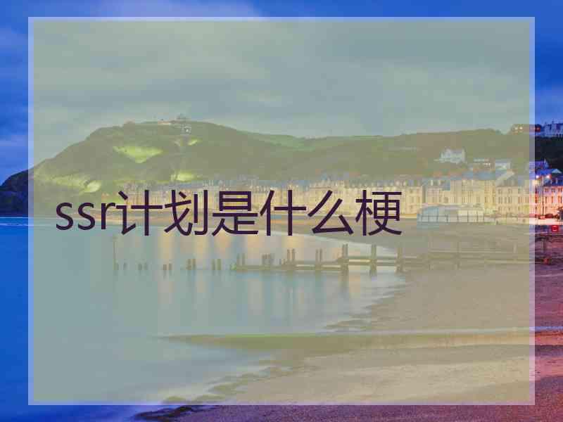 ssr计划是什么梗