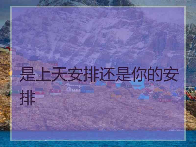 是上天安排还是你的安排