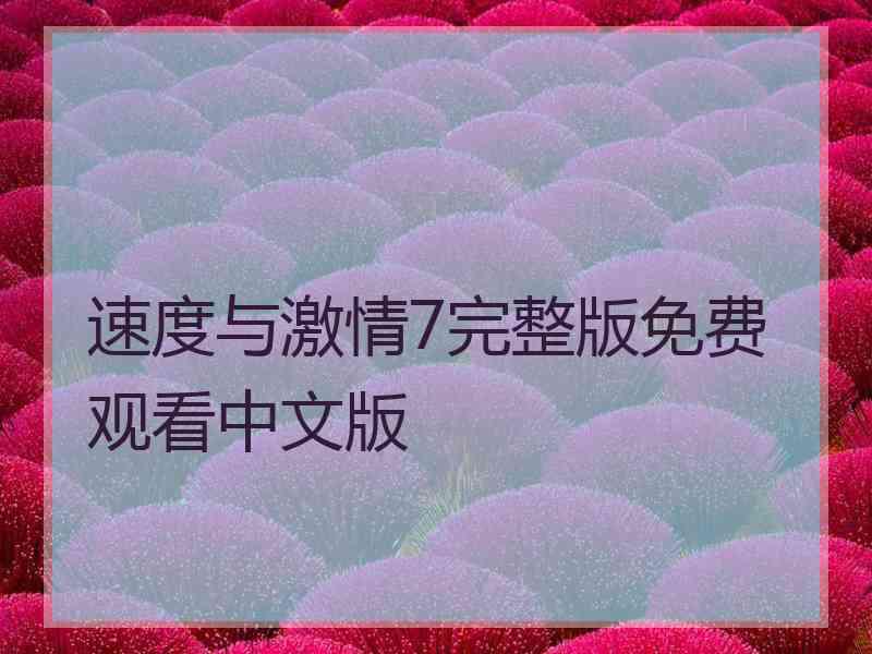 速度与激情7完整版免费观看中文版