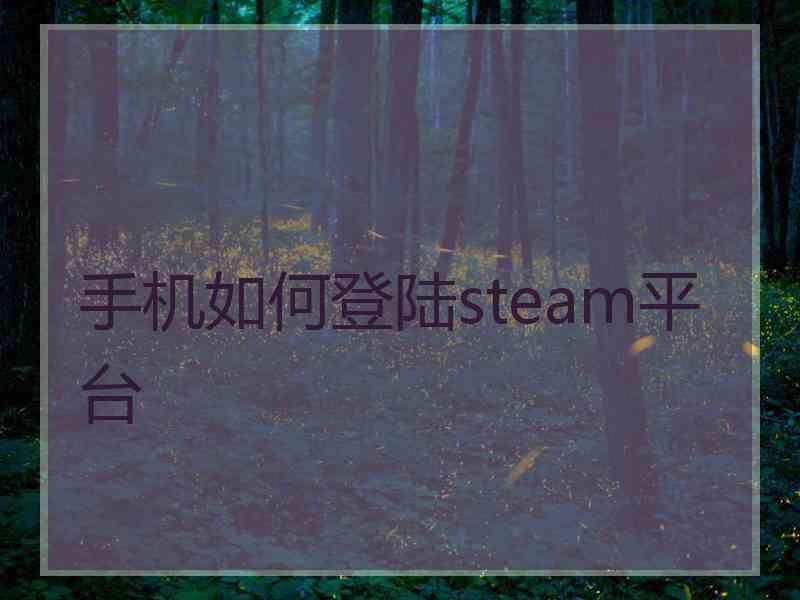 手机如何登陆steam平台