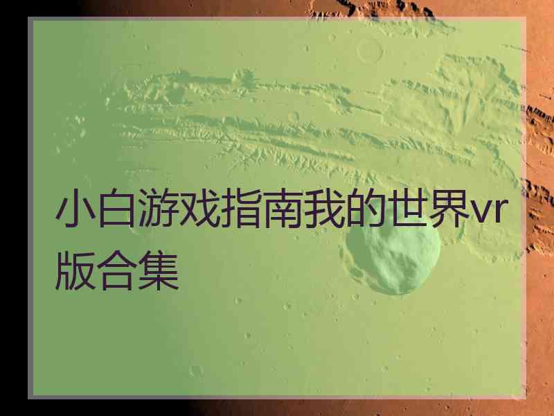 小白游戏指南我的世界vr版合集
