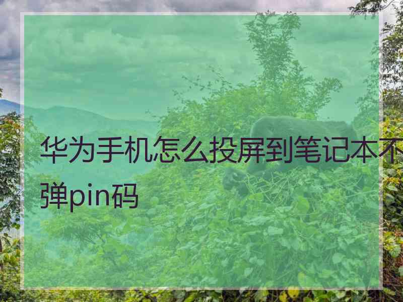 华为手机怎么投屏到笔记本不弹pin码