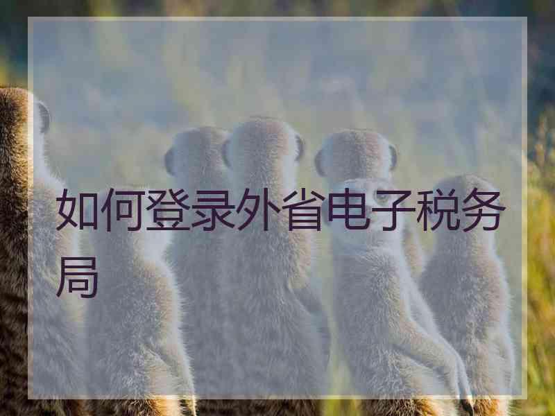 如何登录外省电子税务局