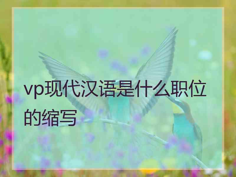 vp现代汉语是什么职位的缩写