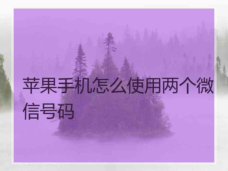 苹果手机怎么使用两个微信号码