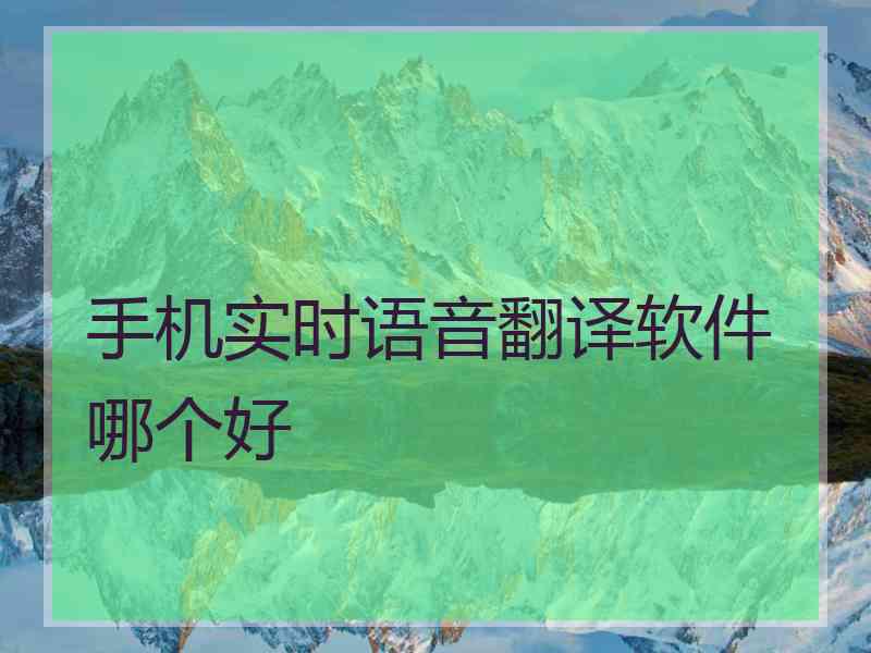 手机实时语音翻译软件哪个好