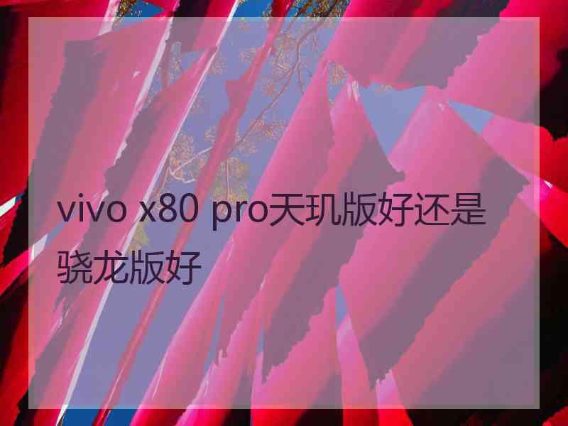 vivo x80 pro天玑版好还是骁龙版好