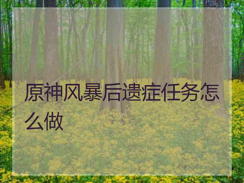 原神风暴后遗症任务怎么做