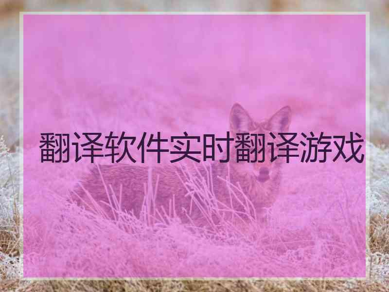 翻译软件实时翻译游戏
