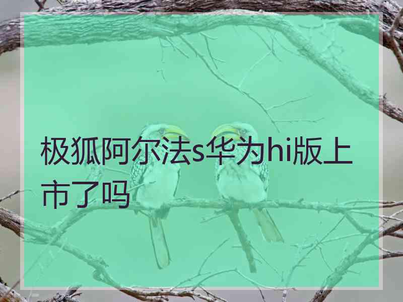 极狐阿尔法s华为hi版上市了吗