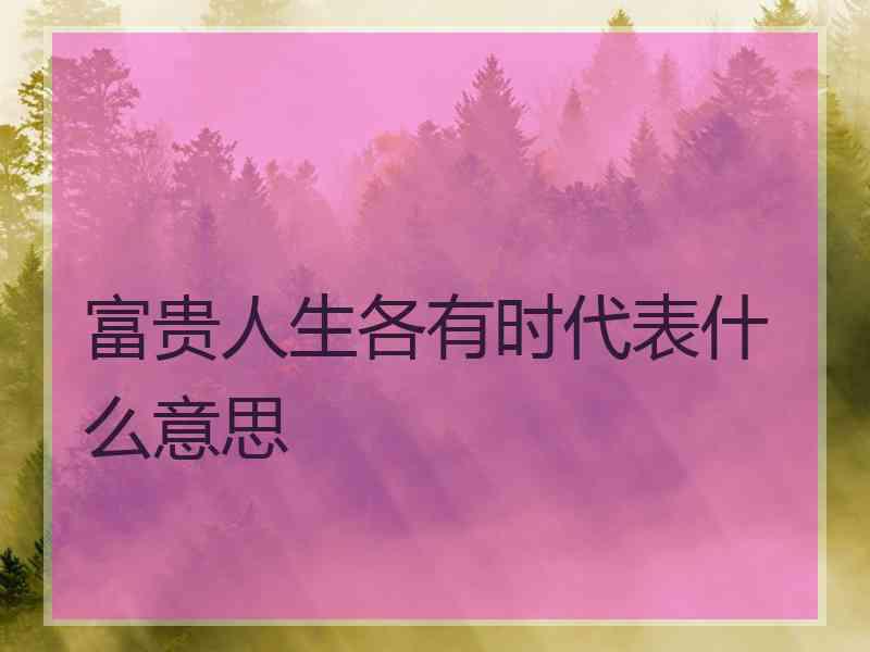 富贵人生各有时代表什么意思