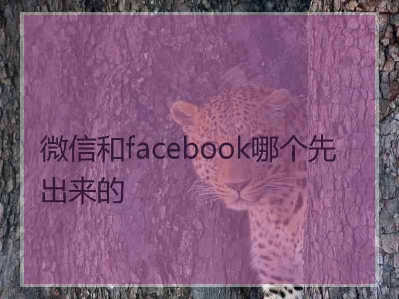 微信和facebook哪个先出来的