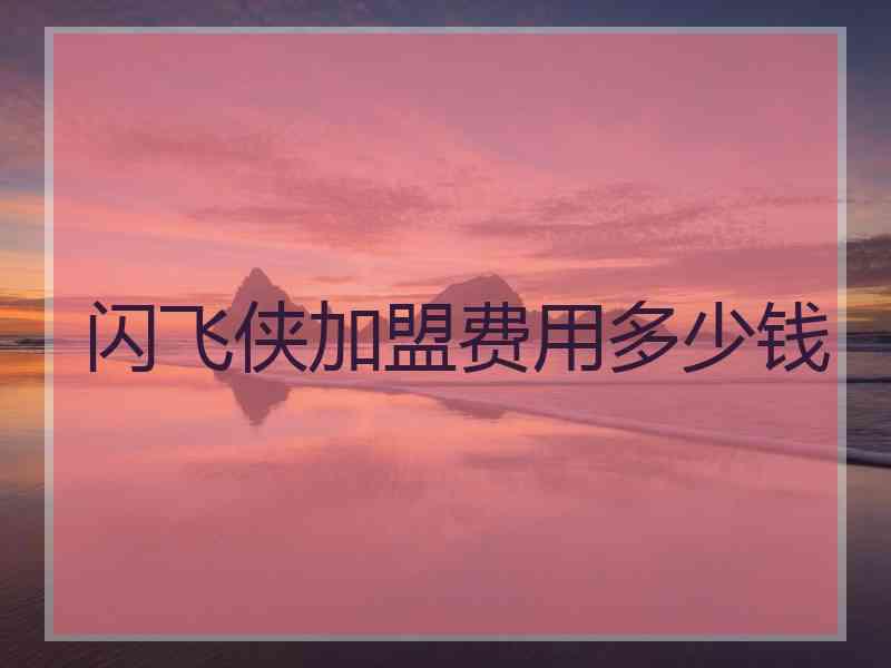 闪飞侠加盟费用多少钱
