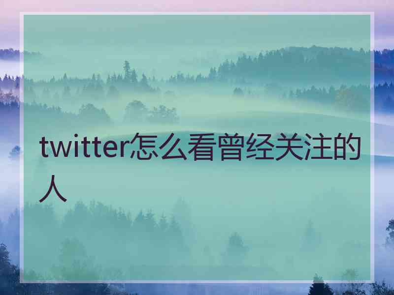 twitter怎么看曾经关注的人