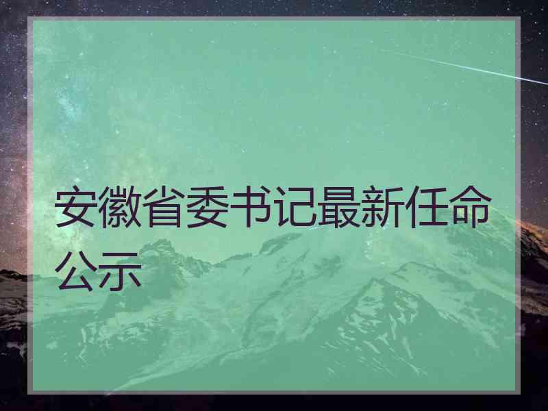 安徽省委书记最新任命公示