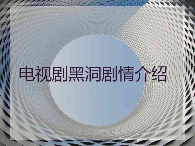电视剧黑洞剧情介绍