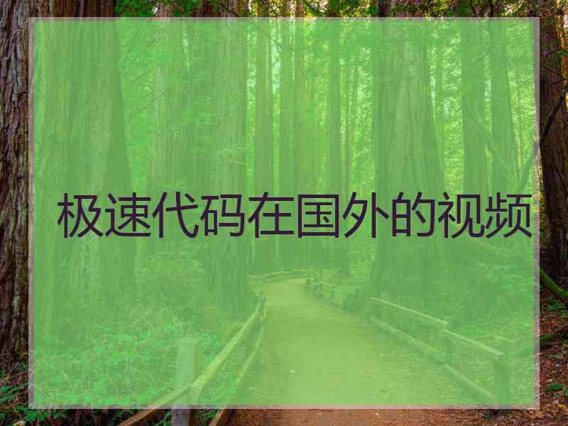 极速代码在国外的视频