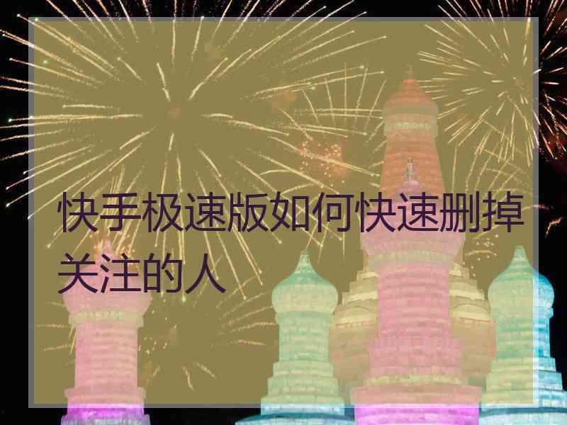 快手极速版如何快速删掉关注的人