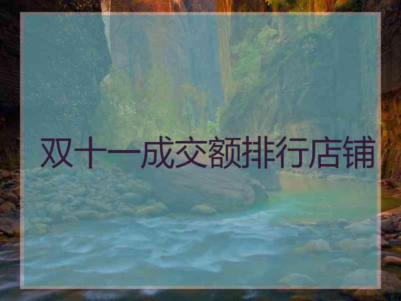 双十一成交额排行店铺