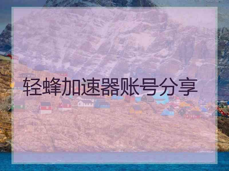 轻蜂加速器账号分享