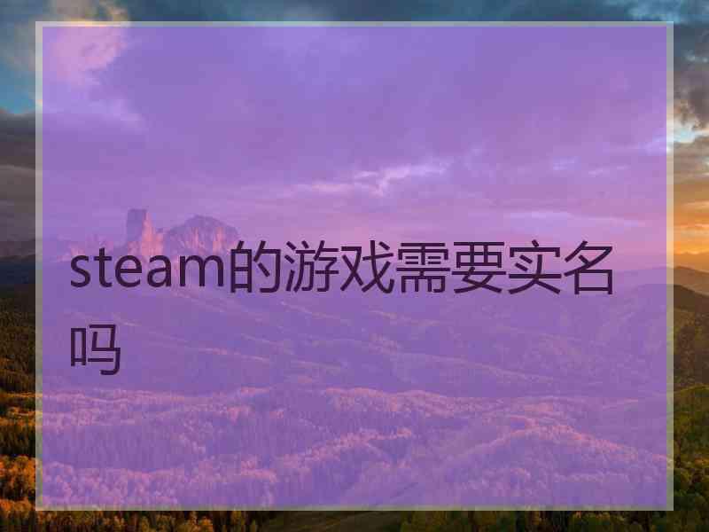steam的游戏需要实名吗
