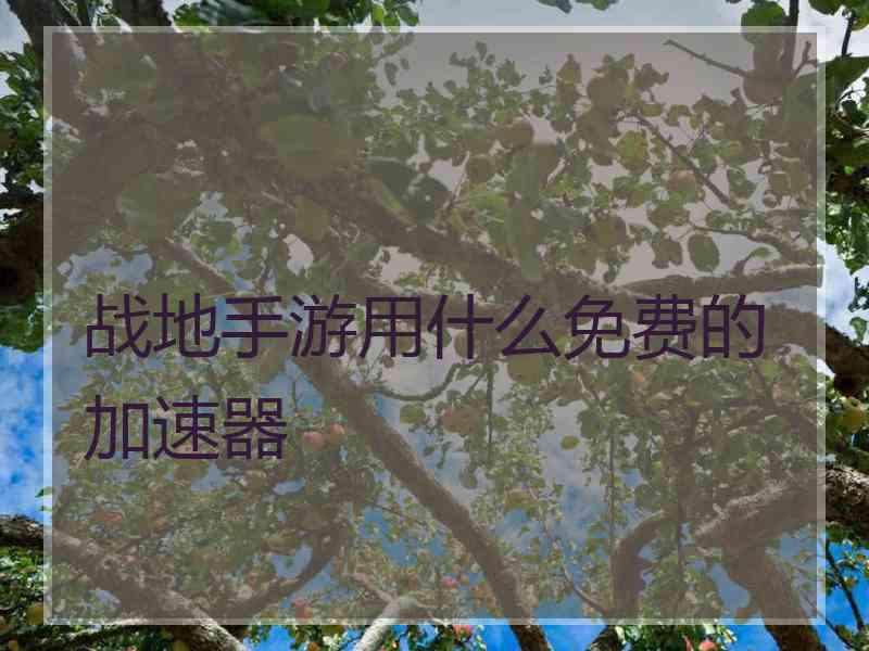 战地手游用什么免费的加速器